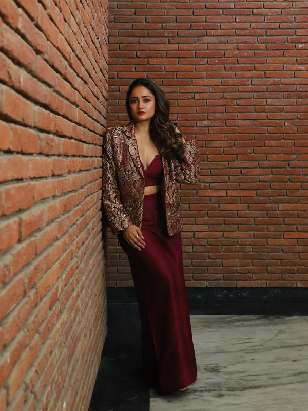 TRIDHA CHOUDARY IN OUR WINE BROCADE SET