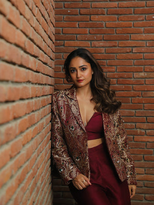 TRIDHA CHOUDARY IN OUR WINE BROCADE SET