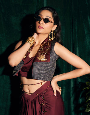 Burgundy Kantha Jacket