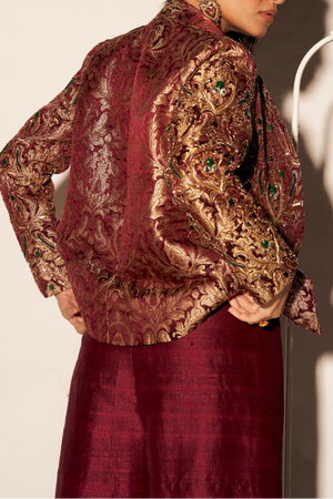 Wine Brocade Jacket